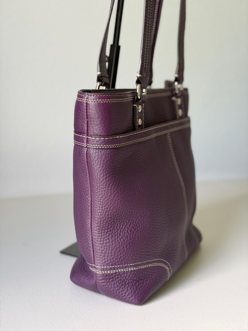 Coach Purple Hampton Y2k Pebbled Leather Tote Bag - Picture 4 of 14